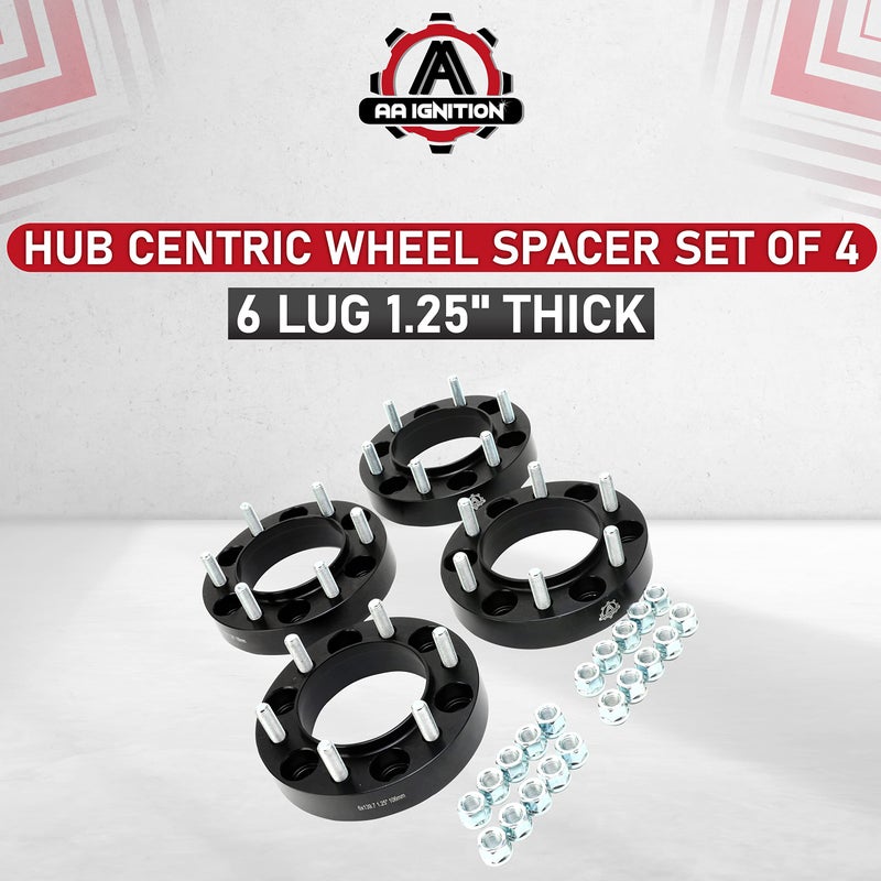 AA Ignition Wheel Spacer Set of 4-6 Lug 1.25 inch 32mm Hub Centric 6x5.5 - Compatible with Toyota Vehicles - 1996-2018 4Runner, 01-07 Sequoia, 2001-18 Tacoma, 00-06 Tundra, FJ Cruiser - 6x139.7mm - Image 5